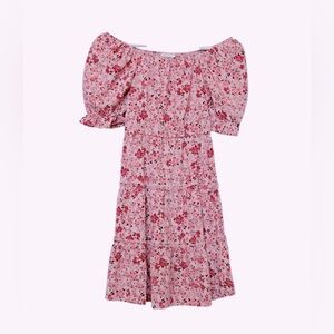 Speed Limit MPH Floral Pink Puff Sleeve Coquette Tiered Mini Dress Girls 12